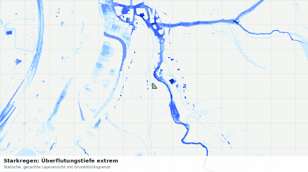 Statische Kartenansicht: Starkregen: Überflutungstiefe extrem