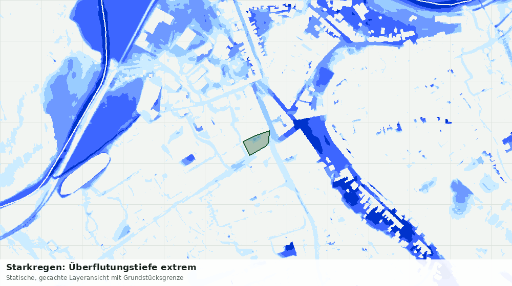 Statische Kartenansicht: Starkregen: Überflutungstiefe extrem