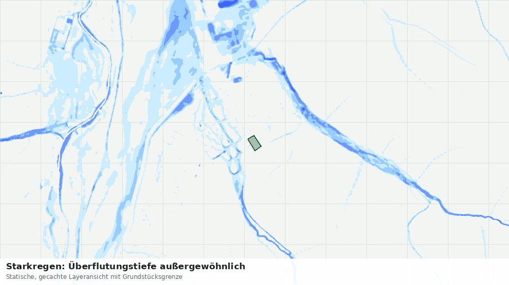 Statische Kartenansicht: Starkregen: Überflutungstiefe außergewöhnlich