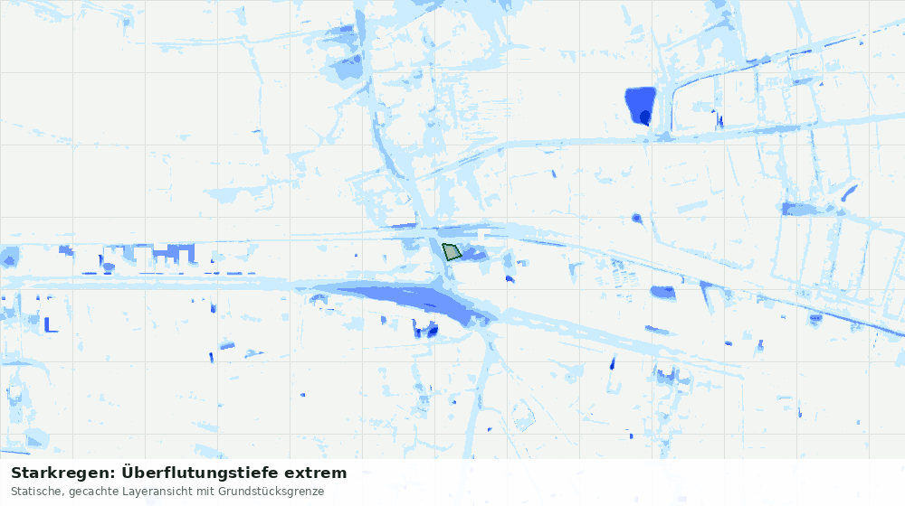 Statische Kartenansicht: Starkregen: Überflutungstiefe extrem