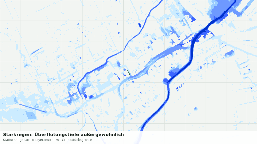 Statische Kartenansicht: Starkregen: Überflutungstiefe außergewöhnlich