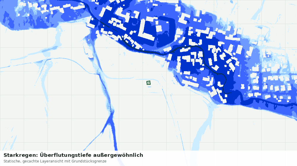 Statische Kartenansicht: Starkregen: Überflutungstiefe außergewöhnlich