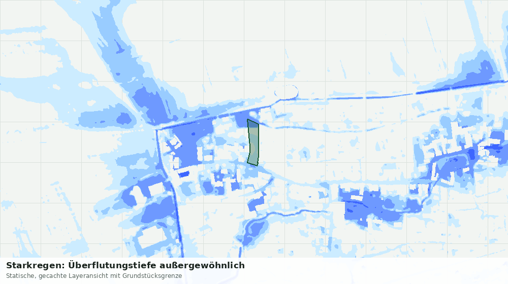 Statische Kartenansicht: Starkregen: Überflutungstiefe außergewöhnlich