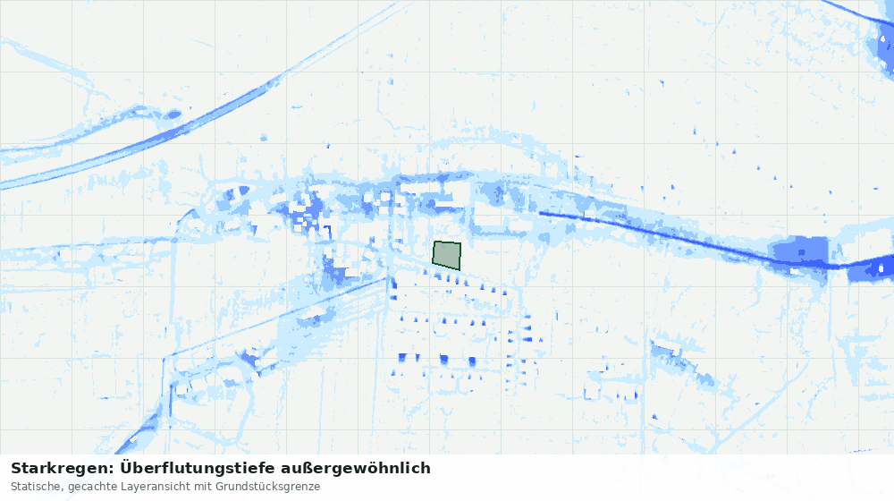 Statische Kartenansicht: Starkregen: Überflutungstiefe außergewöhnlich