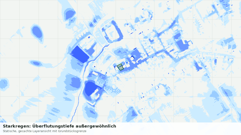 Statische Kartenansicht: Starkregen: Überflutungstiefe außergewöhnlich