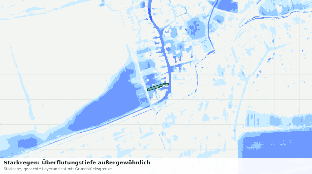 Statische Kartenansicht: Starkregen: Überflutungstiefe außergewöhnlich