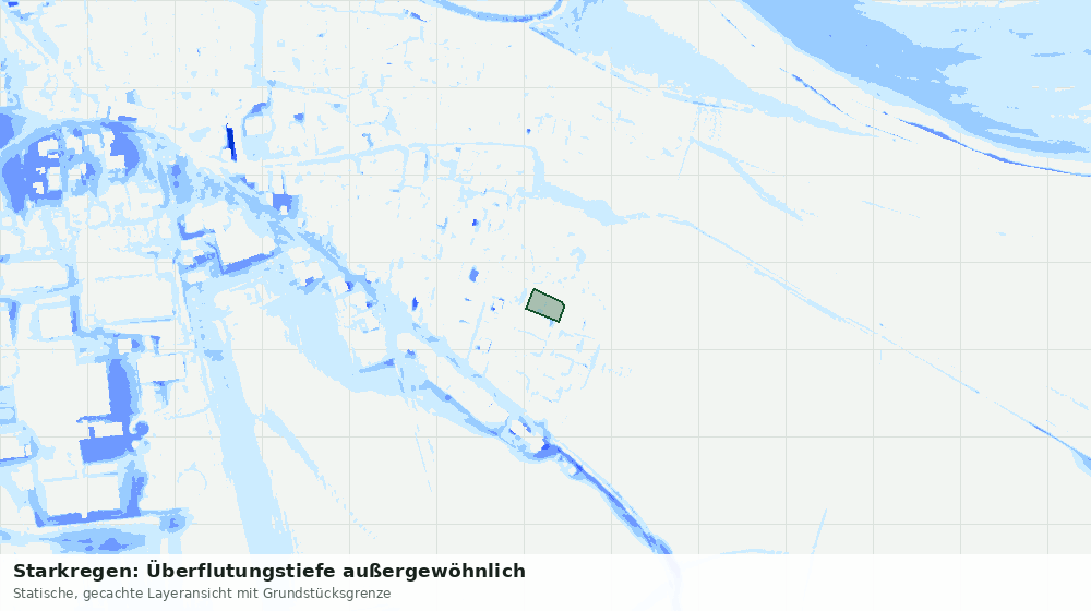 Statische Kartenansicht: Starkregen: Überflutungstiefe außergewöhnlich