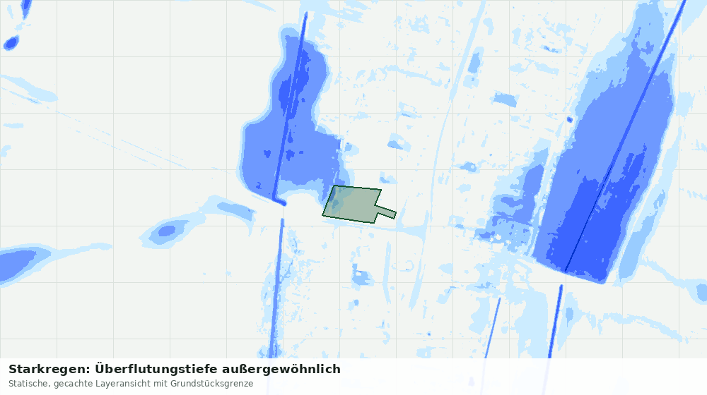 Statische Kartenansicht: Starkregen: Überflutungstiefe außergewöhnlich