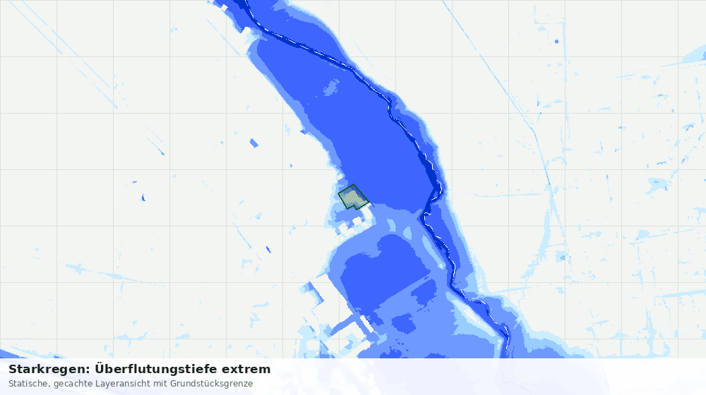 Statische Kartenansicht: Starkregen: Überflutungstiefe extrem