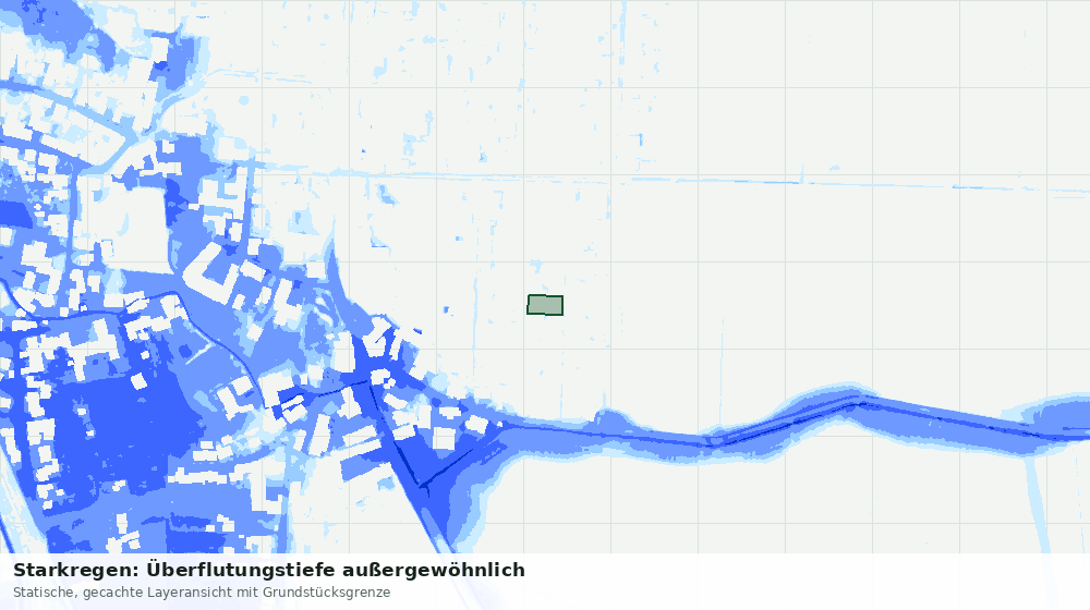 Statische Kartenansicht: Starkregen: Überflutungstiefe außergewöhnlich