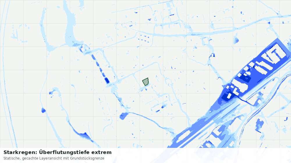 Statische Kartenansicht: Starkregen: Überflutungstiefe extrem