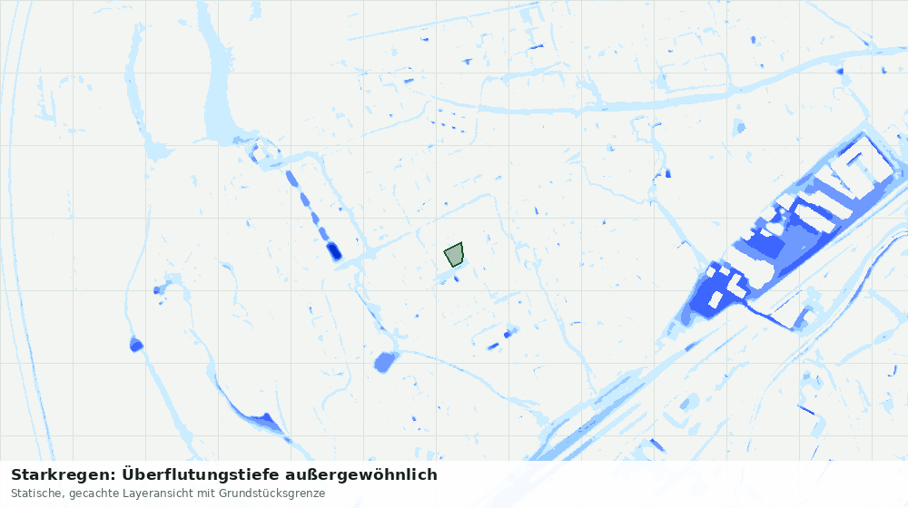 Statische Kartenansicht: Starkregen: Überflutungstiefe außergewöhnlich