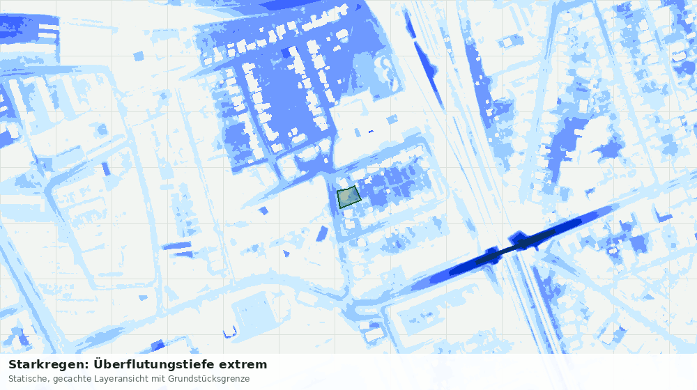 Statische Kartenansicht: Starkregen: Überflutungstiefe extrem