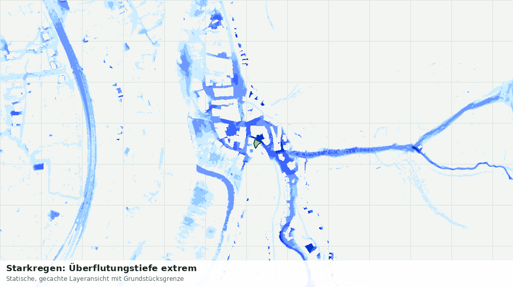 Statische Kartenansicht: Starkregen: Überflutungstiefe extrem