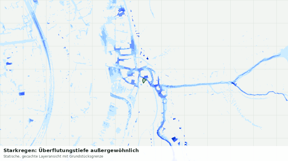Statische Kartenansicht: Starkregen: Überflutungstiefe außergewöhnlich