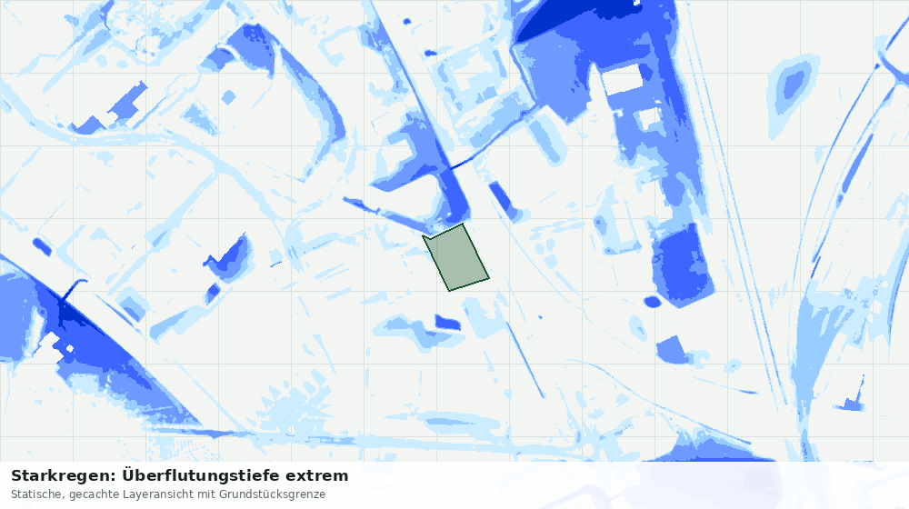 Statische Kartenansicht: Starkregen: Überflutungstiefe extrem