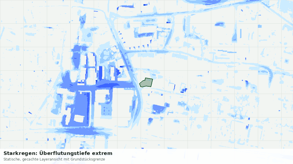 Statische Kartenansicht: Starkregen: Überflutungstiefe extrem