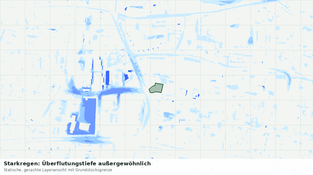 Statische Kartenansicht: Starkregen: Überflutungstiefe außergewöhnlich