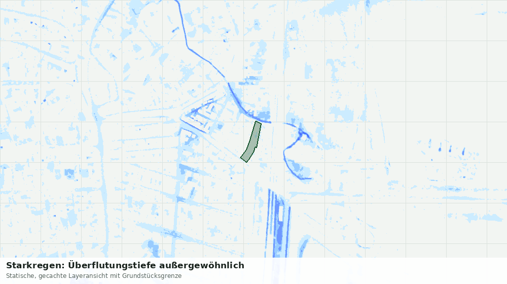 Statische Kartenansicht: Starkregen: Überflutungstiefe außergewöhnlich
