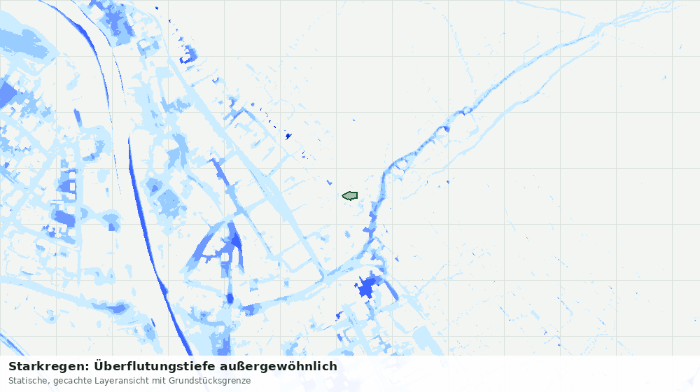 Statische Kartenansicht: Starkregen: Überflutungstiefe außergewöhnlich