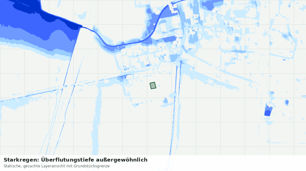 Statische Kartenansicht: Starkregen: Überflutungstiefe außergewöhnlich