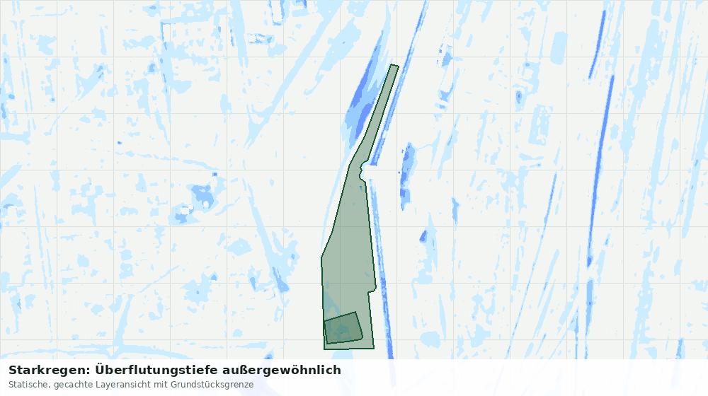 Statische Kartenansicht: Starkregen: Überflutungstiefe außergewöhnlich