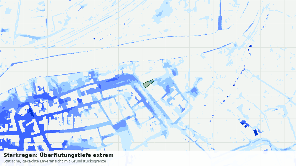 Statische Kartenansicht: Starkregen: Überflutungstiefe extrem