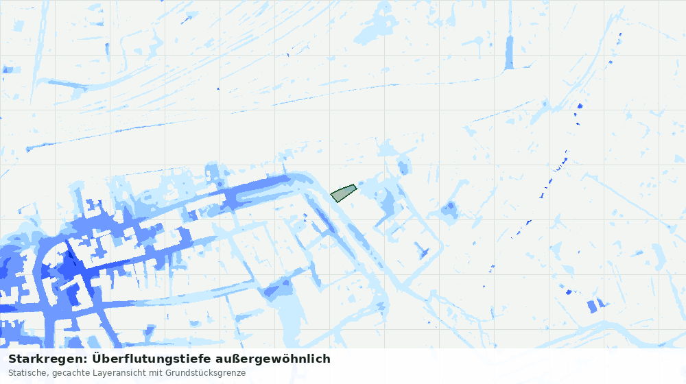 Statische Kartenansicht: Starkregen: Überflutungstiefe außergewöhnlich