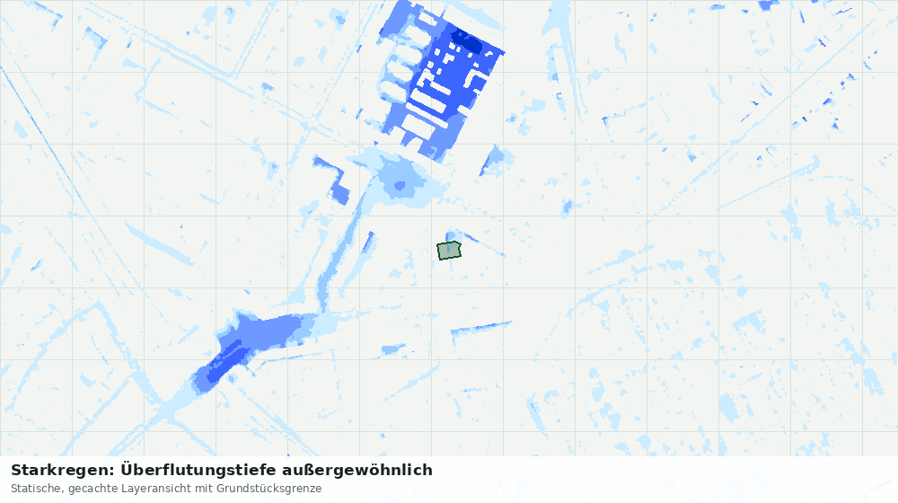 Statische Kartenansicht: Starkregen: Überflutungstiefe außergewöhnlich