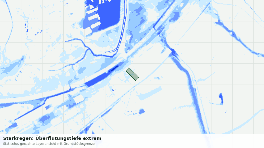 Statische Kartenansicht: Starkregen: Überflutungstiefe extrem