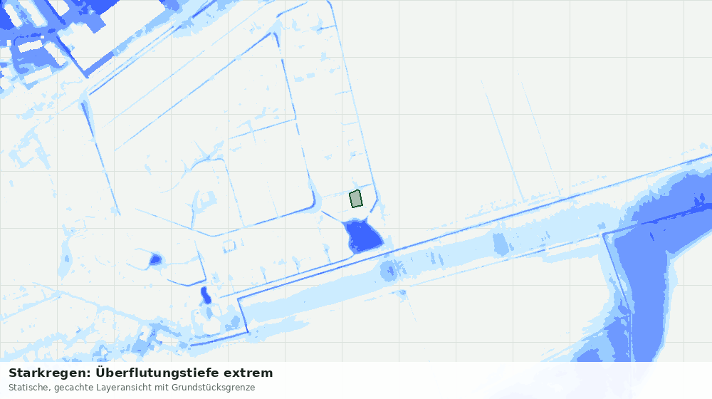 Statische Kartenansicht: Starkregen: Überflutungstiefe extrem