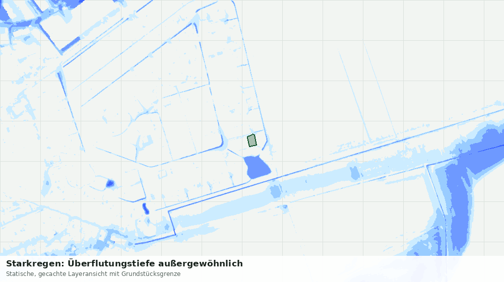 Statische Kartenansicht: Starkregen: Überflutungstiefe außergewöhnlich