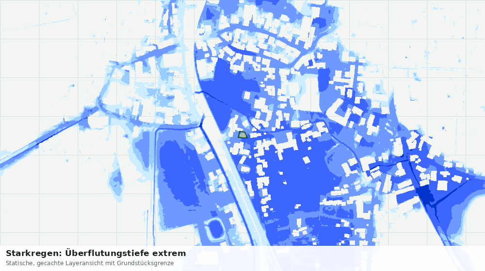Statische Kartenansicht: Starkregen: Überflutungstiefe extrem