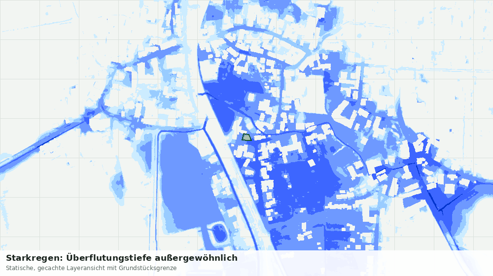 Statische Kartenansicht: Starkregen: Überflutungstiefe außergewöhnlich