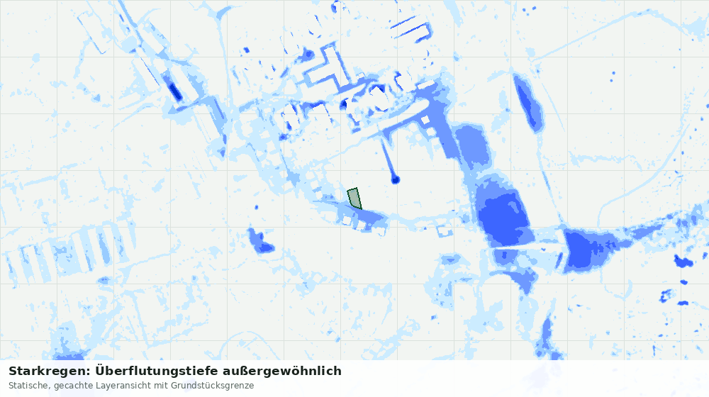 Statische Kartenansicht: Starkregen: Überflutungstiefe außergewöhnlich