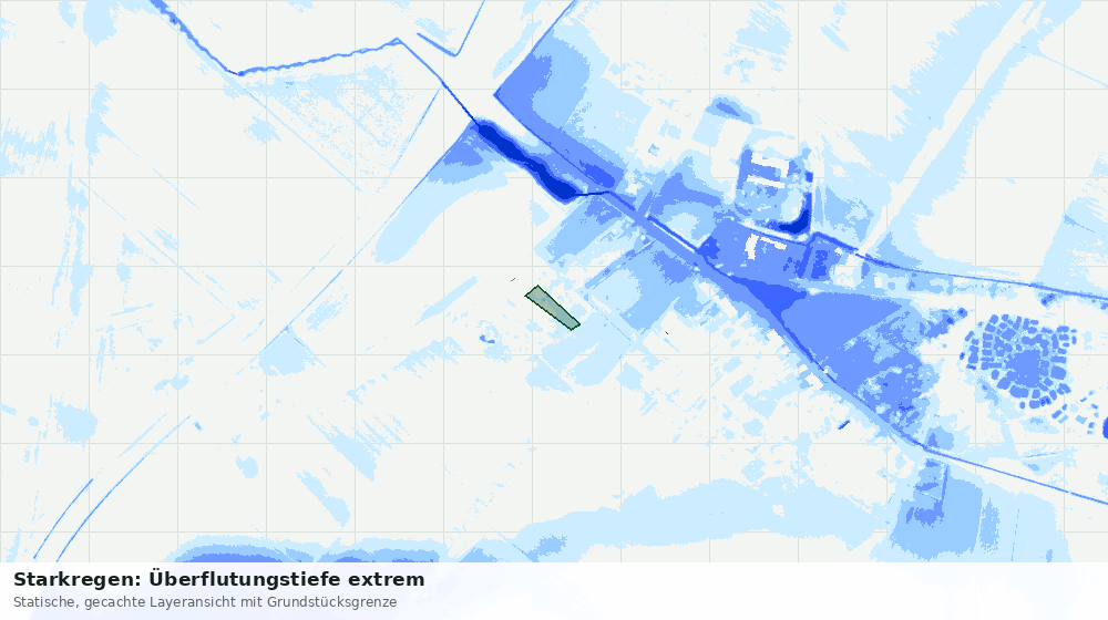 Statische Kartenansicht: Starkregen: Überflutungstiefe extrem