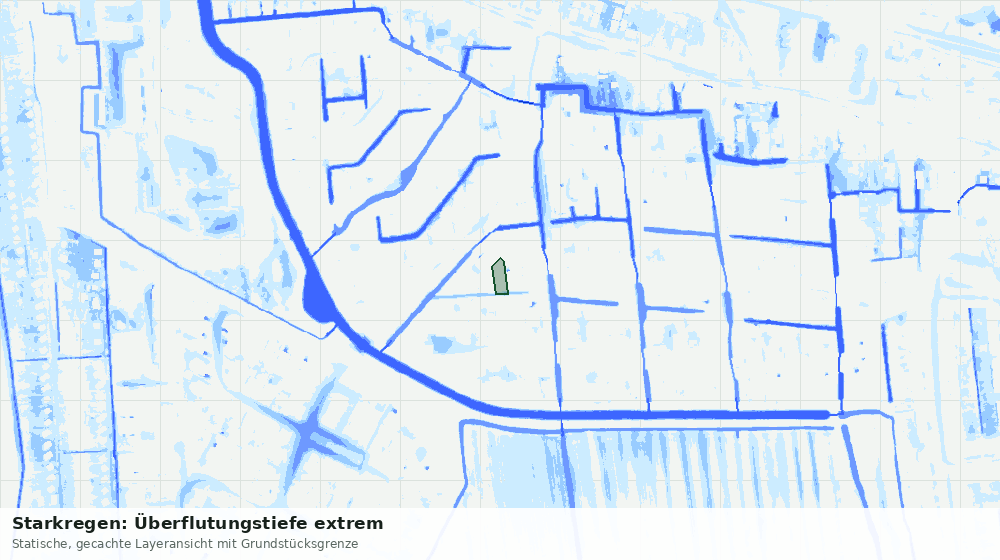 Statische Kartenansicht: Starkregen: Überflutungstiefe extrem