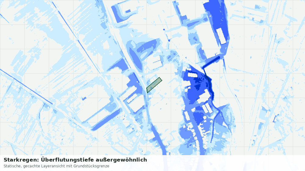 Statische Kartenansicht: Starkregen: Überflutungstiefe außergewöhnlich