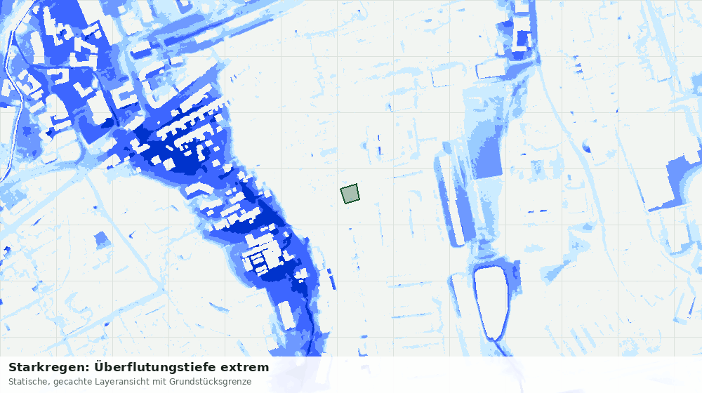 Statische Kartenansicht: Starkregen: Überflutungstiefe extrem