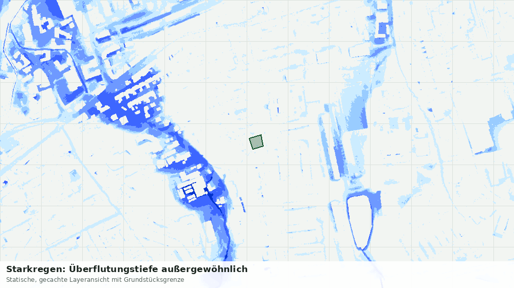 Statische Kartenansicht: Starkregen: Überflutungstiefe außergewöhnlich