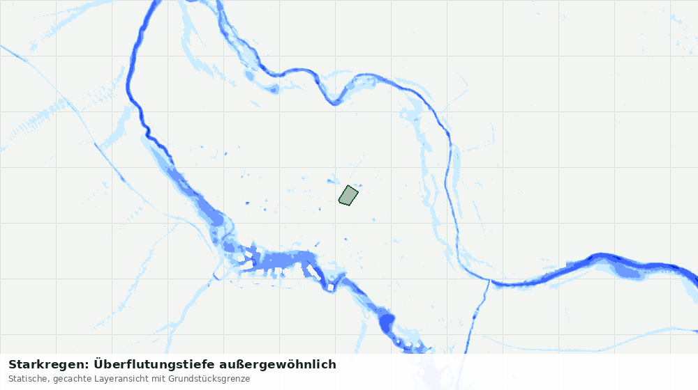 Statische Kartenansicht: Starkregen: Überflutungstiefe außergewöhnlich