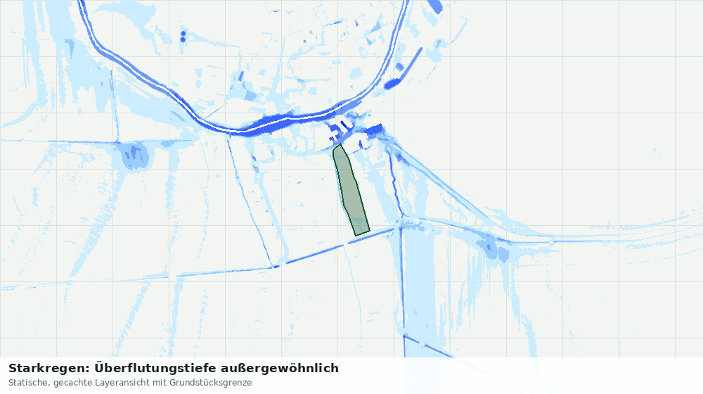 Statische Kartenansicht: Starkregen: Überflutungstiefe außergewöhnlich