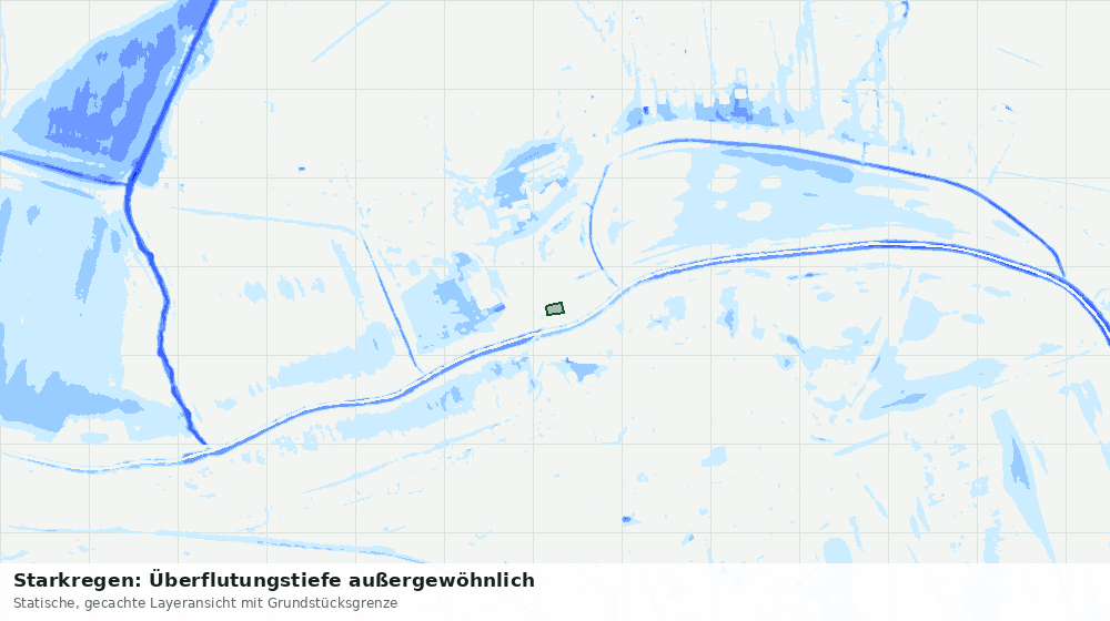 Statische Kartenansicht: Starkregen: Überflutungstiefe außergewöhnlich
