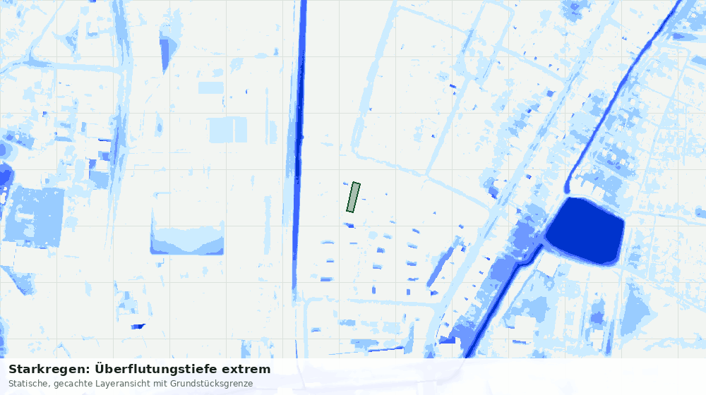 Statische Kartenansicht: Starkregen: Überflutungstiefe extrem