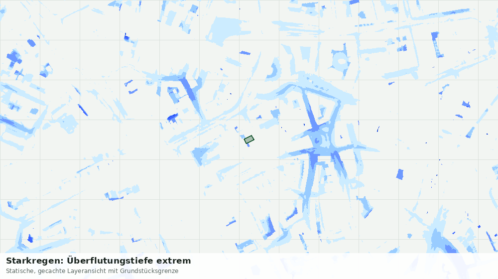 Statische Kartenansicht: Starkregen: Überflutungstiefe extrem