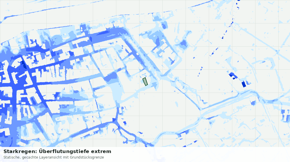 Statische Kartenansicht: Starkregen: Überflutungstiefe extrem