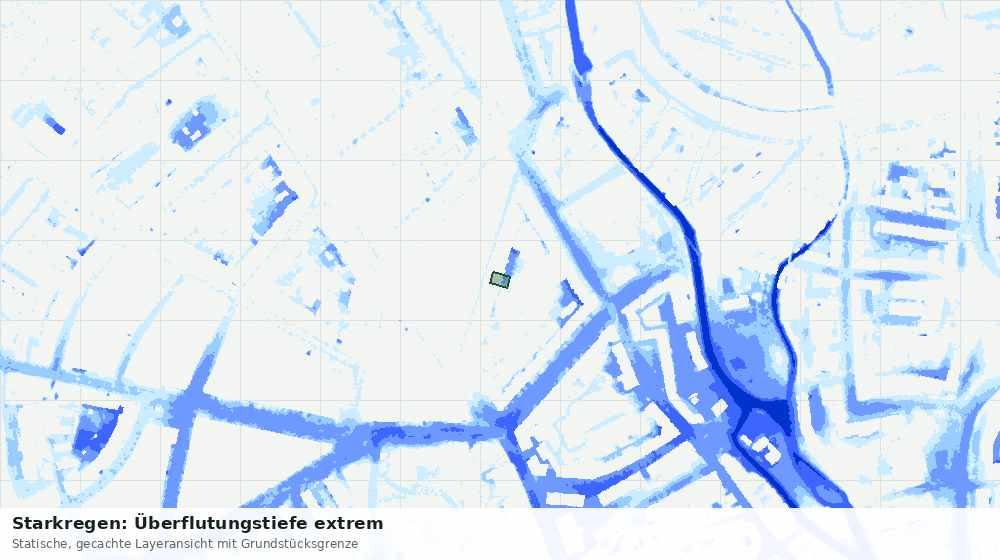Statische Kartenansicht: Starkregen: Überflutungstiefe extrem