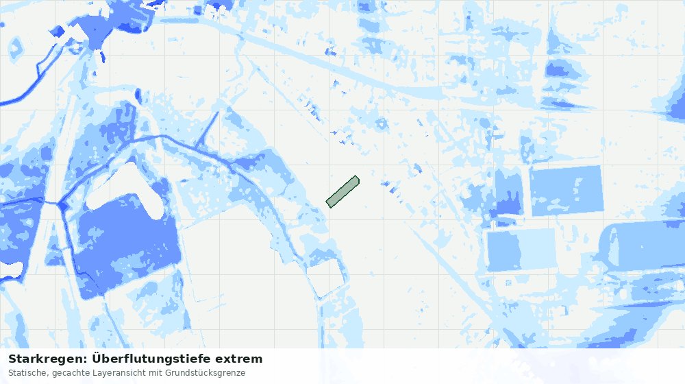 Statische Kartenansicht: Starkregen: Überflutungstiefe extrem