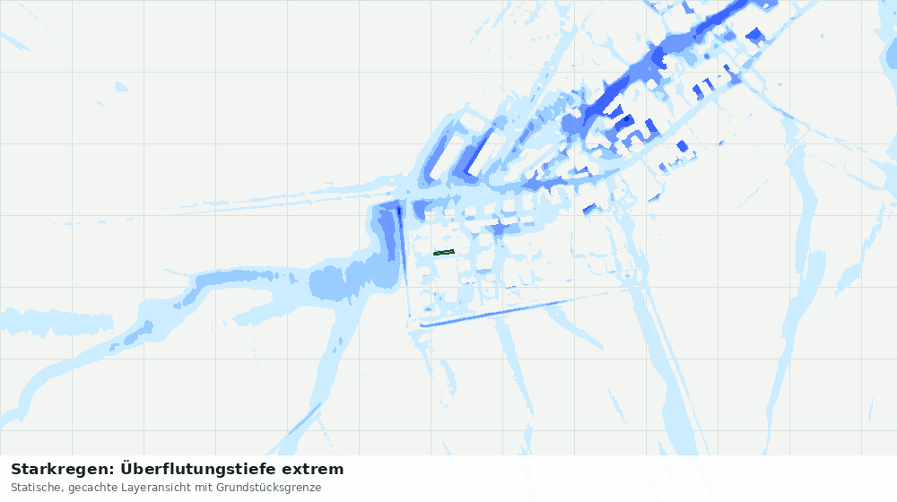Statische Kartenansicht: Starkregen: Überflutungstiefe extrem