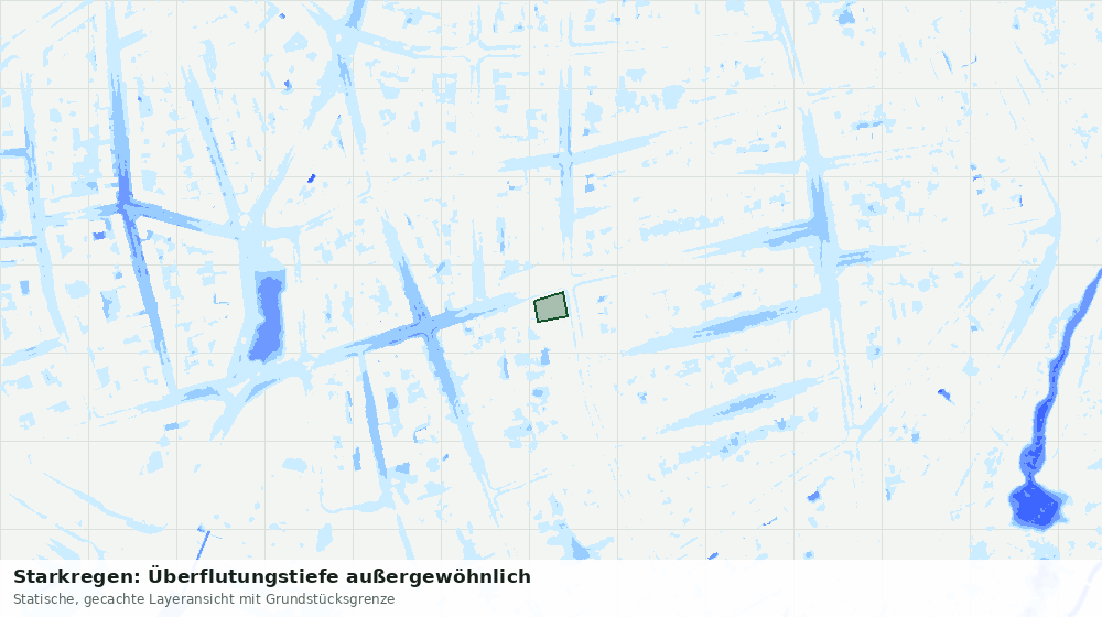 Statische Kartenansicht: Starkregen: Überflutungstiefe außergewöhnlich
